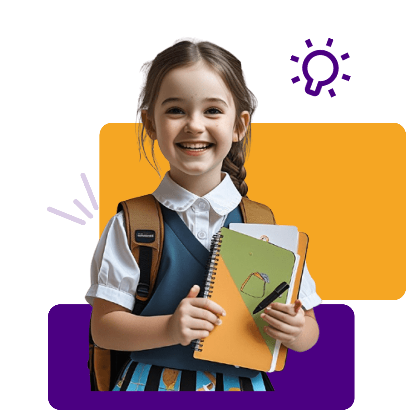 Smiling student holding books
